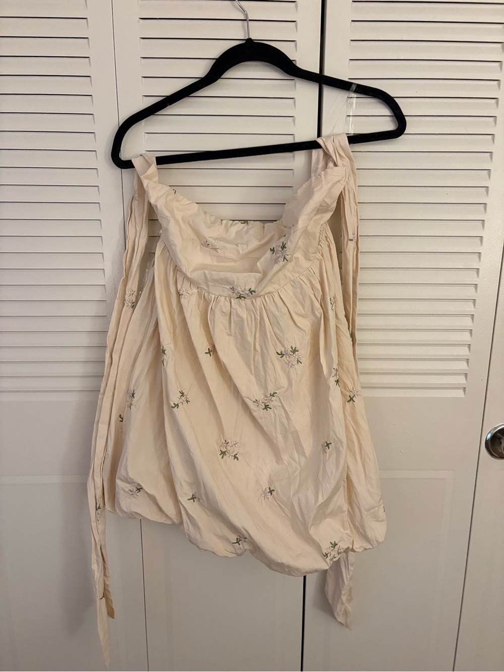 Cream Embroidered Peasant  strapless dress Women's